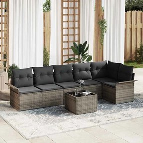 vidaXL Conjunto de Sofá de Jardim de 6 Peças com Almofadas em Vime Sintético Preto.