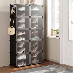 Sapateira com 10 compartimentos 32 x 156 x 123 cm preta