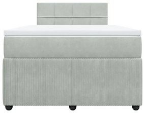 Cama boxspring com colchão 120x190 cm veludo cinzento-claro