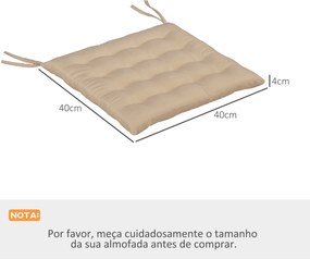 Conjunto de 6 Almofadas para Cadeiras de Jardim (NÃO INCLUIDAS) 40x40 cm 6 peças Almofadas para Cadeiras de Jardim Acolchoadas com Fitas Cáqui