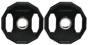 Conjunto de 2 Discos de Pesos Olimpicos 5kg Ferro Fundido Placas de Peso com Orifício de 5cm para Treinamento Fitness em Ginásio Casa Ø24x3,5 cm Preto