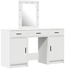 Conjunto de Mesas de Maquiagem de 3 Peças com LED de Madeira de Engenh