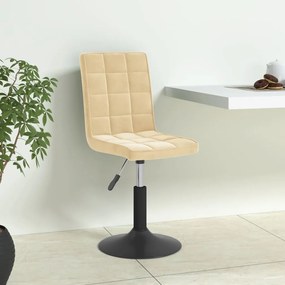 vidaXL Cadeira de jantar giratória veludo cor creme