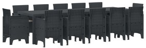 vidaXL Conjunto de Jantar para Jardim com Almofadas 13 pcs Antracite