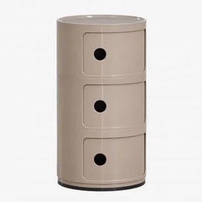Mesa Auxiliar Redonda Com Prateleiras Babel Moka Brown & 3 Gavetas - Sklum