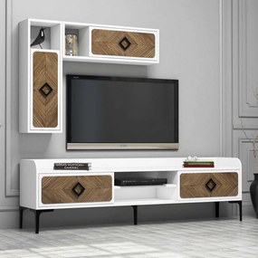 Móvel TV Samba – Branco Nogueira – 180x52x35 cm
