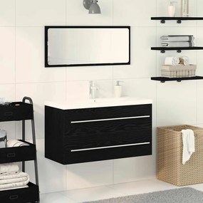 vidaXL Gabinete com pia 3 pcs Carvalho preto 90 x 38.5 x 48 cm