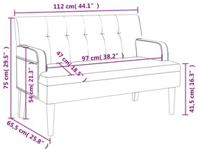Banco com encosto 112x65,5x75 cm camurça castanho