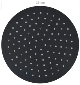 Cabeça de chuveiro redonda 25 cm aço inoxidável preto