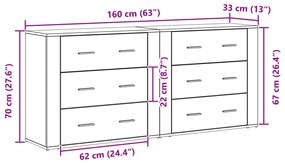 Buffets 2 pcs Carvalho Preto Madeira Engenheirada