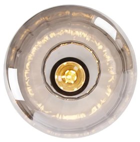 Candeeiro de teto design preto com vidro fumê - Qara