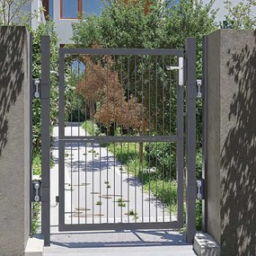 Portão de jardim, porta de jardim, aço galvanizado 106 x 6 x 170 cm Cinzento
