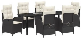 Conjunto de Jantar Jardim 7 Peças com Almofadas - Rattan Preto