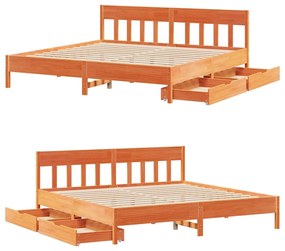 Cama sem colchão 200x200 cm pinho maciço castanho-mel