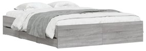 Estrutura de cama c/ gavetas derivados madeira cinza sonoma