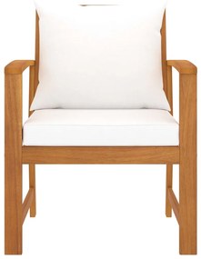 Cadeiras jardim 2 pcs c/ almofadões cor creme acácia maciça