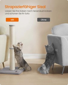 Arranhador para gatinhos e gatos adultos normais 40 x 40 x 85 cm cinzento