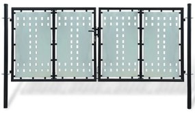 vidaXL Portão de cerca com porta única 300x175 cm preto