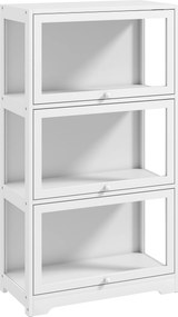 Vitrine Expositora para Coleções com 3 Níveis e Portas Elevatórias em Acrílico para Figuras 59x30x106 cm Branco
