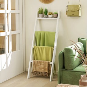 Suporte toalhas em forma escada de 4 níveis 50 × 7,5 × 137 cm Branco