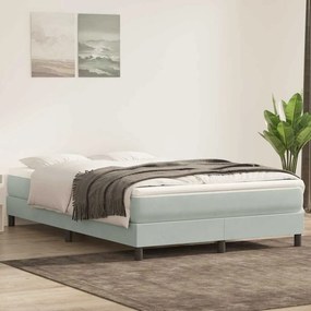 vidaXL Cama com molas/colchão 140x220 cm veludo cinzento-claro
