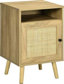 HOMCOM Mesa Cabeceira Vime Compartimento Aberto Mesa Auxiliar Moderno Dormitório Sala Estar Prática 39x35x60cm Madeira Elegante | Aosom Portugal