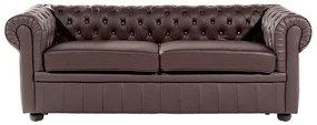 Sofá de 3 lugares em pele castanha CHESTERFIELD Beliani