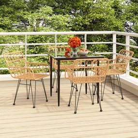 vidaXL 5 pcs conjunto de jantar p/ jardim vime PE
