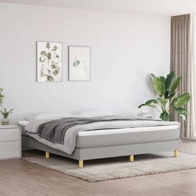Estrutura de cama sem colchão 160x200 cm tecido cinzento-claro