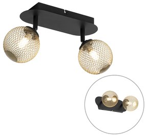 Foco preto com dourado 2 luzes - Athens Wire