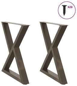 vidaXL Pés para mesa de jantar 2 peças aço natural 80x(72-73,3) cm aço