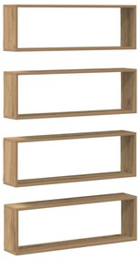 Prateleiras de parede vidaXL 4 pcs Carvalho Artesanal 80x15x26 cm Made