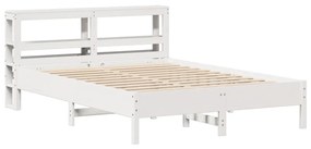 Cama sem colchão 150x200 cm madeira de pinho maciça branco