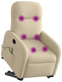 Poltrona elétrica elevatória massagens tecido creme