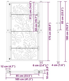 Portão de jardim 105x180 cm projeto de onda de aço resistente