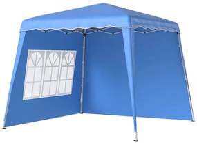 Outsunny Tenda Dobrável com 2 Paredes Laterais Altura Ajustável Proteção UV50+ e Bolsa de Transporte 240x240x250 cm Azul