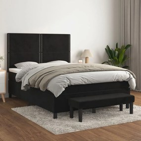vidaXL Cama com molas/colchão 140x200 cm veludo preto