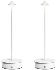 HOMCOM Conjunto de 2 Candeeiros de Mesa Recarregáveis por USB Reguláveis com Controlo Táctil 3000K/4500K/6500K Ø10x30 cm Branco | Aosom Portugal