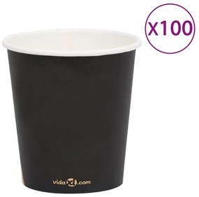 vidaXL Copos de café papel 200 ml 100 pcs preto