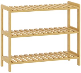 Sapateira de Madeira de 3 Níveis para até 9 Pares de Sapatos para Entrada Corredor Dormitório 70x26x57,5 cm Madeira