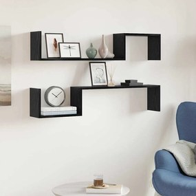 Prateleira de Parede vidaXL 2 pcs Carvalho Preto 100x15x70 cm Madeira Revestida