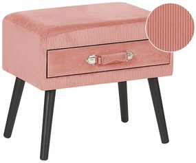 Mesa de cabeceira com 1 gaveta em bombazine rosa EUROSTAR Beliani