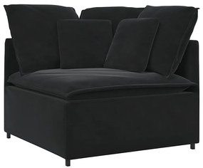 Sofá modular com almofadas veludo preto