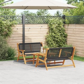 vidaXL Cadeiras de Jardim com Mesa - Conjunto de 3 Peças em Madeira de Acácia Preta
