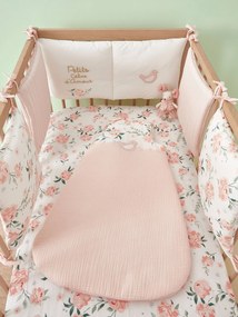 Agora -30%: Saco de bebé sem mangas, em gaze de algodão, Eau de Rose rosa claro liso com motivo