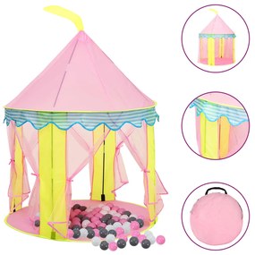 3107747 vidaXL Tenda de brincar infantil com 250 bolas 100x100x127 cm rosa