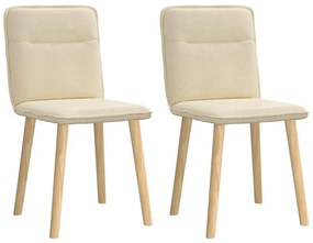 Cadeiras de jantar 2 pcs tecido cor creme
