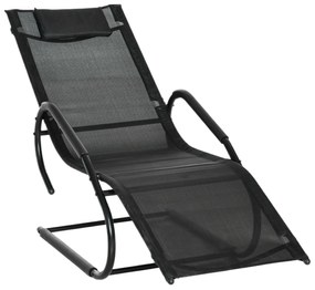 Outsunny Espreguiçadeira de Jardim Ergonómica com Apoio para a Cabeça e Apoio para os Braços Espreguiçadeira Estofada em tecido Textilene Respirável para Terraço Pátio 59,5x160x83cm Preto