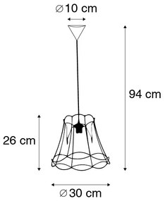 Candeeiro de suspensão retro preto 30 cm - Granny Frame Retro