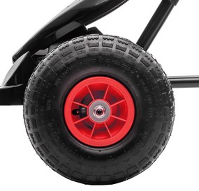 HOMCOM Kart a Pedais para Crianças 5-12 Anos Kart a Pedais Infantil com Assento Ajustável Pneus Insufláveis Amortecimento e Travão de Mão Carga Máx. 50kg 121x58x61cm Vermelho